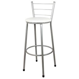 Banqueta Alta para Cozinha Prata Assento Branco - 1