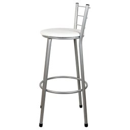 Banqueta Alta para Cozinha Prata Assento Branco - 3