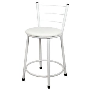 Banqueta Baixa Para Cozinha Branca Assento Branco