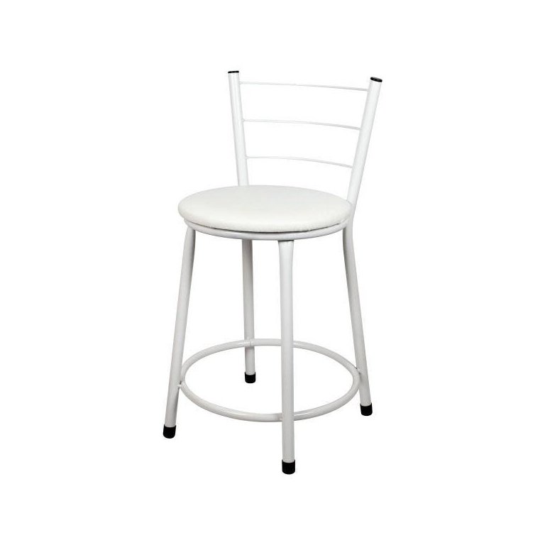 Banqueta Baixa para Cozinha Branca Assento Branco