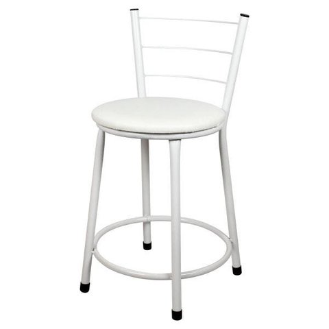 Banqueta Baixa para Cozinha Branca Assento Branco