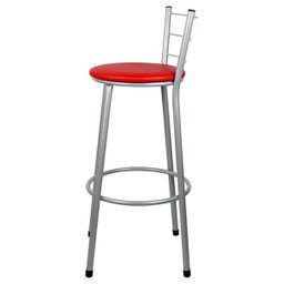 Banqueta Alta para Cozinha Prata Assento Vermelho - 3