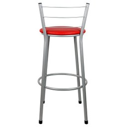 Banqueta Alta para Cozinha Prata Assento Vermelho - 4
