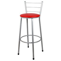 Banqueta Alta para Cozinha Prata Assento Vermelho - 2