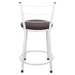 Banqueta Baixa para Cozinha Branca Assento Marrom - 4