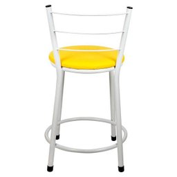Banqueta Baixa para Cozinha Branca Assento Amarelo - 4