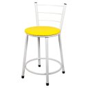 Ver imagem 1 de Banqueta Baixa para Cozinha Branca Assento Amarelo