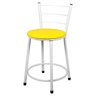 Banqueta Baixa para Cozinha Branca Assento Amarelo - 1
