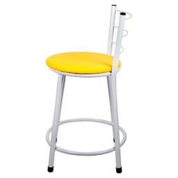 Banqueta Baixa para Cozinha Branca Assento Amarelo - 3