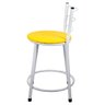 Banqueta Baixa para Cozinha Branca Assento Amarelo - 3