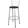 Banqueta Alta para Cozinha Prata Assento Preto - 1
