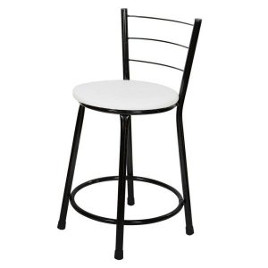 Banqueta Baixa Para Cozinha Preto Assento 