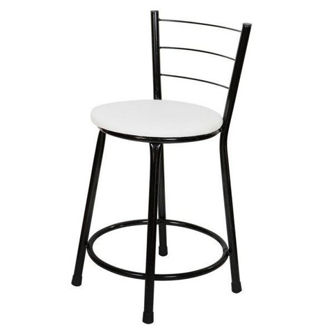 Banqueta Baixa Para Cozinha Preto Assento