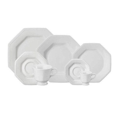 Aparelho de Jantar Chá Café Schmidt Porcelana Prisma 42 Peças