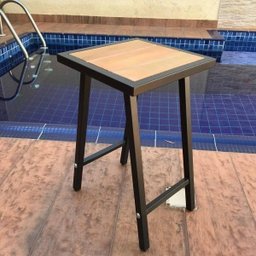 Conjunto de Mesa e 4 Bancos Quadrado Preto para Sacada Pequena - 3