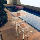 Ver imagem 2 de Conjunto de Mesa e 2 Bancos Branco para Área Externa Jardim