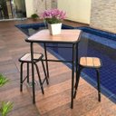 Ver imagem 1 de Conjunto de Mesa e 2 Bancos Preto para Área Externa Jardim