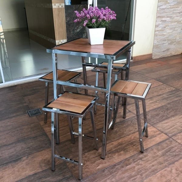 Conjunto De Mesa E 4 Cadeiras Para Varanda Ou Área Externa