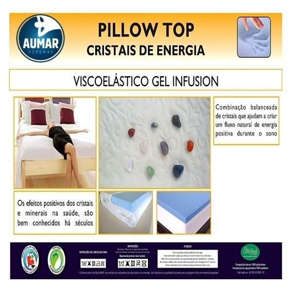 Pillow Top Feng Shui Cristais De Energia Viscoelástico Gel Solteiro (78) Infusion 6cm - 4