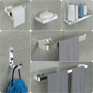 Kit Acessórios para Banheiro Cromado 6 Peças