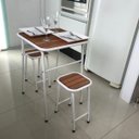 Ver imagem 1 de Conjunto de Mesa e 2 Bancos Branco para Cozinha Compacta