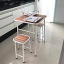 Ver imagem 2 de Conjunto de Mesa e 2 Bancos Branco para Cozinha Compacta