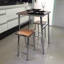 Ver imagem 3 de Conjunto de Mesa e 2 Bancos Cromado para Cozinha Pequena