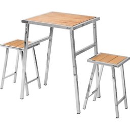 Conjunto de Mesa e 2 Bancos Cromado para Cozinha Pequena - 4