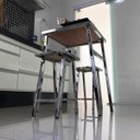 Ver imagem 2 de Conjunto de Mesa e 2 Bancos Cromado para Cozinha Pequena