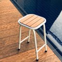 Ver imagem 3 de Kit 2 Banquinhos de Aço e Madeira Branco Altura 46cm