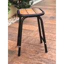 Ver imagem 2 de Banquinho De Aço E Madeira Tamborete Preto Altura 46 Cm