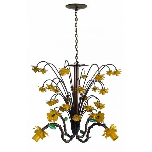 Lustre Decorativo Artesanal Para Iluminação de Cozinha Moderna - Amarelo - 4