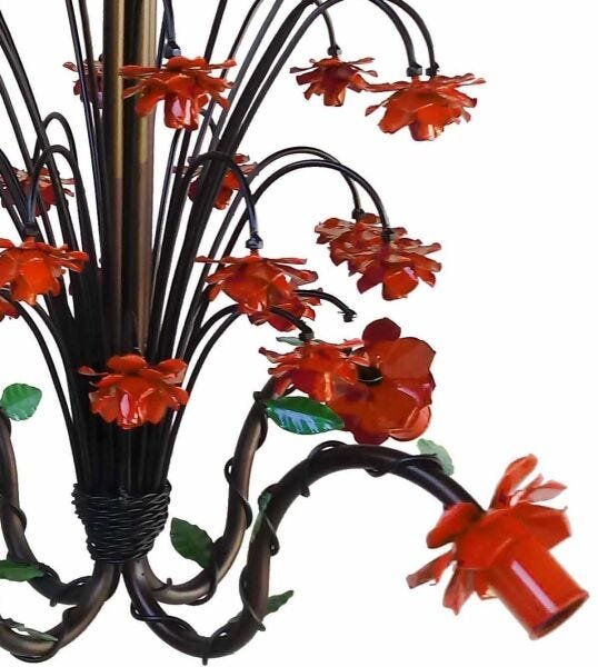 Luminária de Ferro Florida Delicada Decorativa para Quarto Infantil - Laranja - 3