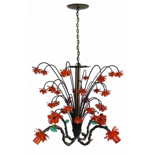 Luminária de Ferro Florida Delicada Decorativa para Quarto Infantil - Laranja - 4