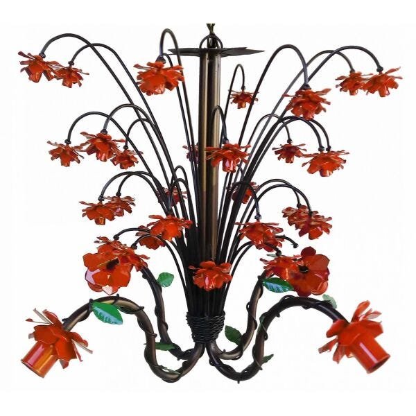 Luminária de Ferro Florida Delicada Decorativa para Quarto Infantil - Laranja - 1