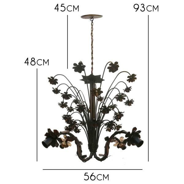 Luminária de Ferro Florida Delicada Decorativa para Quarto Infantil - Verniz - 2