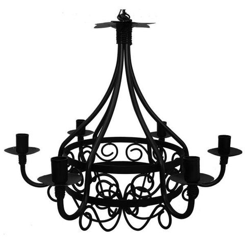 Lustre Retrô de Ferro Envelhecido para Iluminação Interna Colonial - Preto
