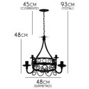 Ver imagem 2 de Lustre Clássico em Metal Negro para Decoração de Sala de Jantar Retrô - Preto
