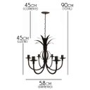 Ver imagem 2 de Lustre Decorativo Para Área Gourmet Artesanal com Folhas De Ferro - Verniz