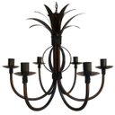 Ver imagem 1 de Lustre Decorativo Para Área Gourmet Artesanal com Folhas De Ferro - Verniz
