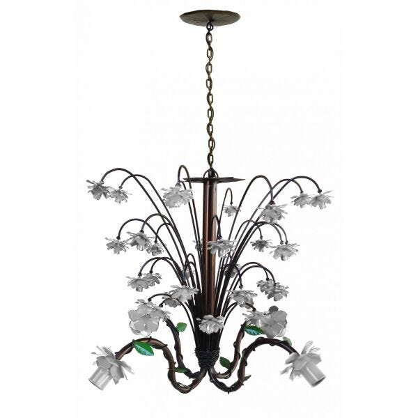 Luminária de Ferro Florida Delicada Decorativa para Quarto Infantil - Branco - 4