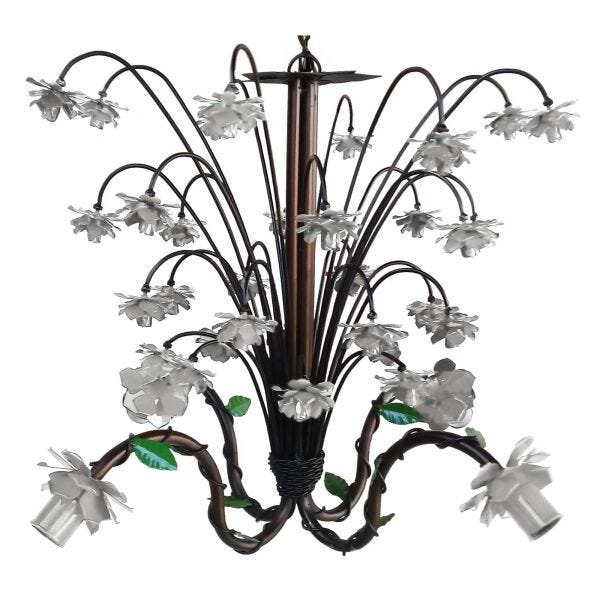 Luminária de Ferro Florida Delicada Decorativa para Quarto Infantil - Branco - 1