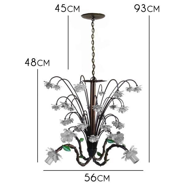 Luminária de Ferro Florida Delicada Decorativa para Quarto Infantil - Branco - 2