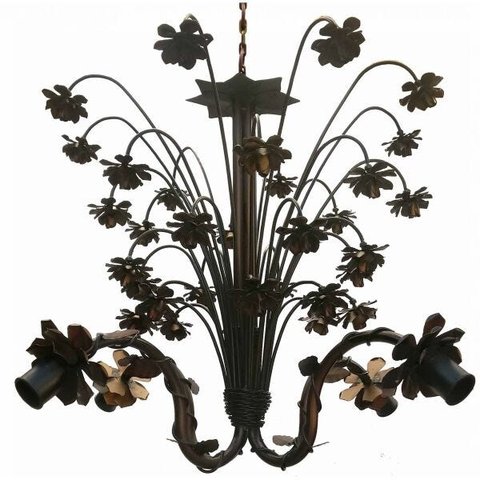 Luminária Artesanal Florida em Metal para Iluminação de Sala de Estar - Verniz