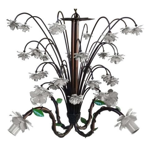 Luminária Artesanal Florida em Metal para Iluminação de Sala de Estar - Branco