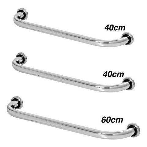 Kit 3 Barras De Apoio Para Banheiro 2 De 40cm - 1 De 60cm
