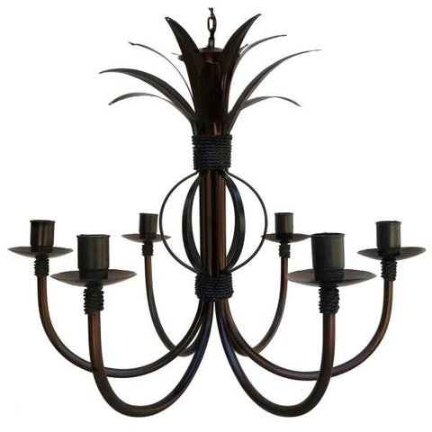 Luminária de Folhas Negras em Ferro para Decoração de Varanda Moderna - Verniz