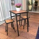 Ver imagem 1 de Conjunto de Mesa e 2 Bancos Quadrado Preto para Sacada Pequena