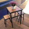 Conjunto de Mesa e 2 Bancos Quadrado Preto para Sacada Pequena - 4