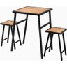 Conjunto de Mesa e 2 Bancos Quadrado Preto para Sacada Pequena - 3
